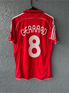 Liverpool Gerrard 2007 Final Red Retro Soccer Jersey Men Size